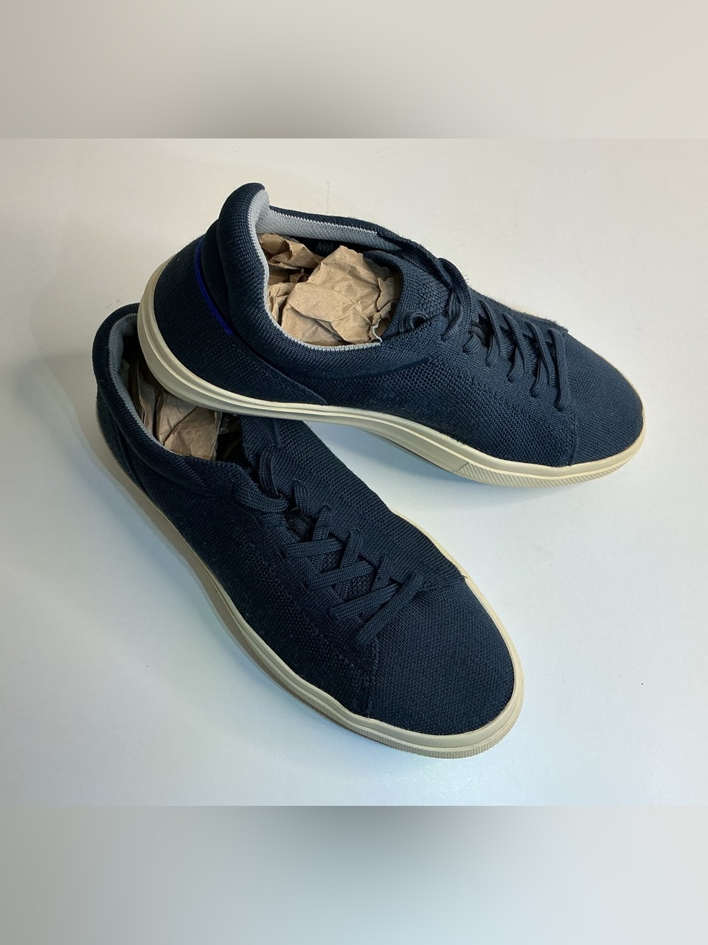 Rothy's Navy Knit Low-Top Sneakers with Cream Outsole